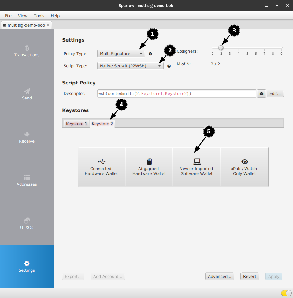 Guide - Sparrow multiparty multisig